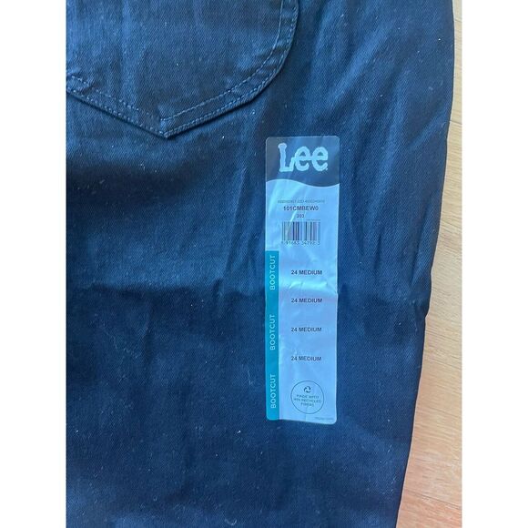 New With Tags Lee Mid Rise Regulat Fit Bootcut Black Denim Jeans Size 24 Medium - Picture 5 of 6